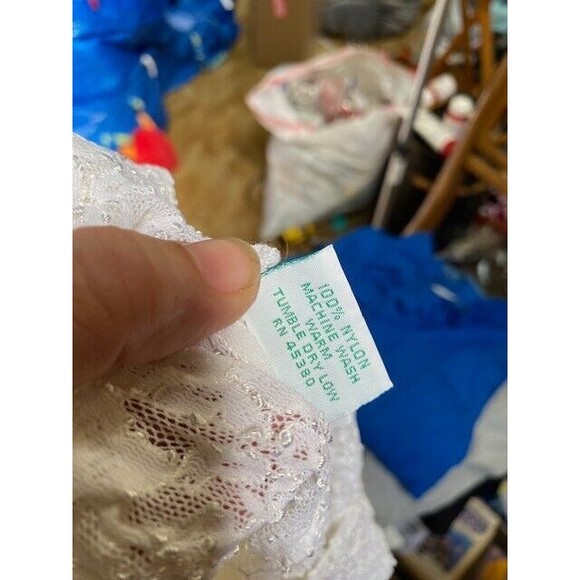 Vintage Nan Flower Women's Size L Sheer Textured Ivory Tank Top - Picture 9 of 9